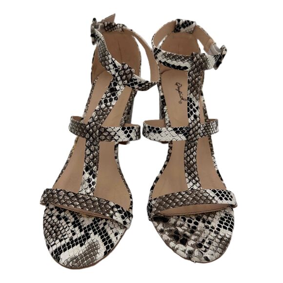 Qupid Women’s White Strappy Snake Print Chunky Heels Size 9.5 - Picture 2 of 5